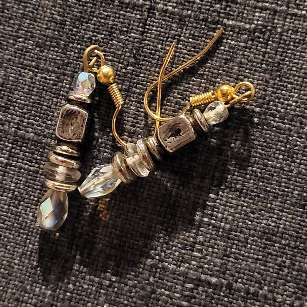 Modern Handmade Crystal And Silver Beaded Earrings